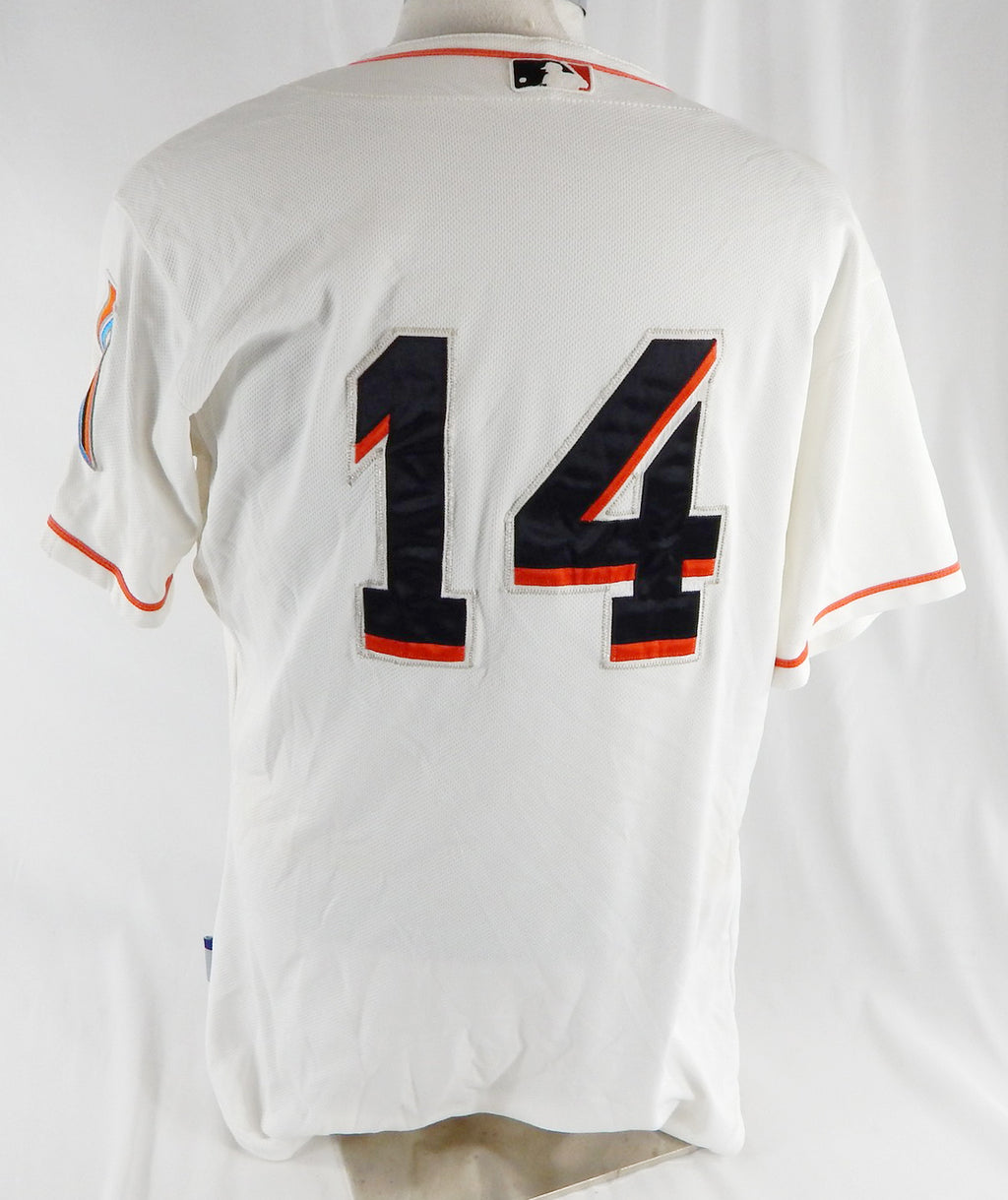 2012-18 Miami Marlins #14 Game Used White Jersey 44 980 Pic2