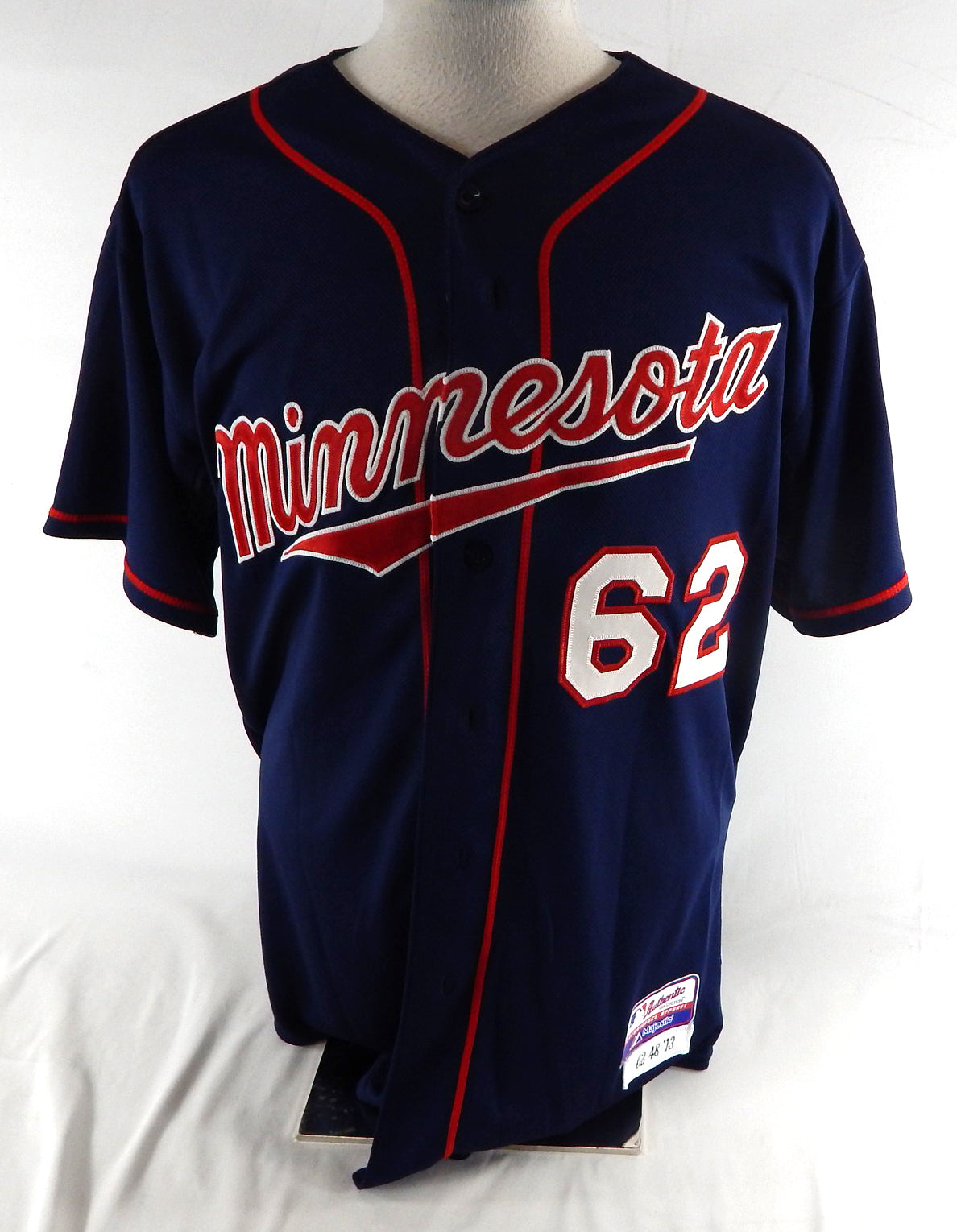 2013 Minnesota Twins Liam Hendriks #62 Game Used Navy Jersey 9-22-13 48 212