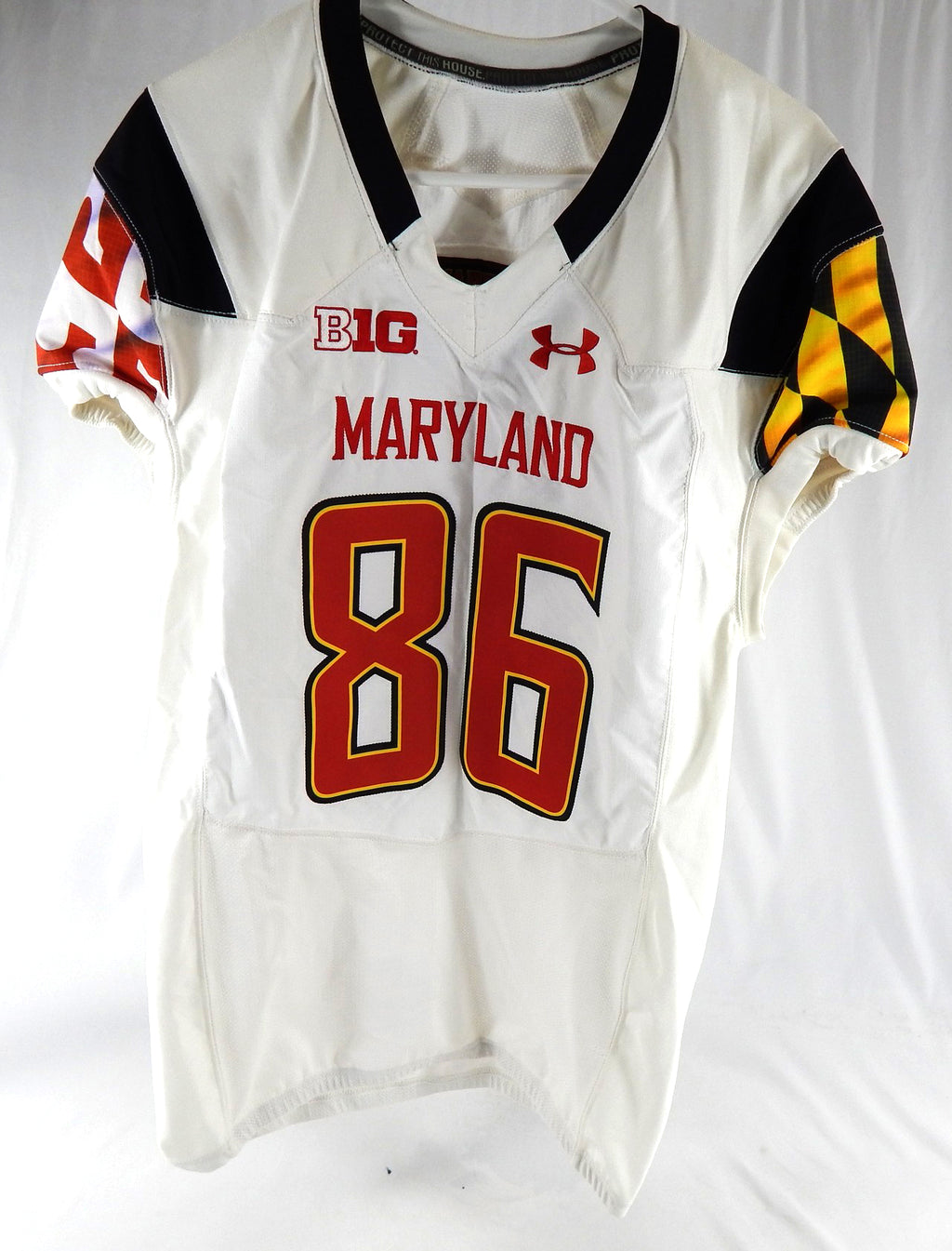 2015 Maryland Terrapins Andrew Gray #86 Game Used White Jersey 46 543