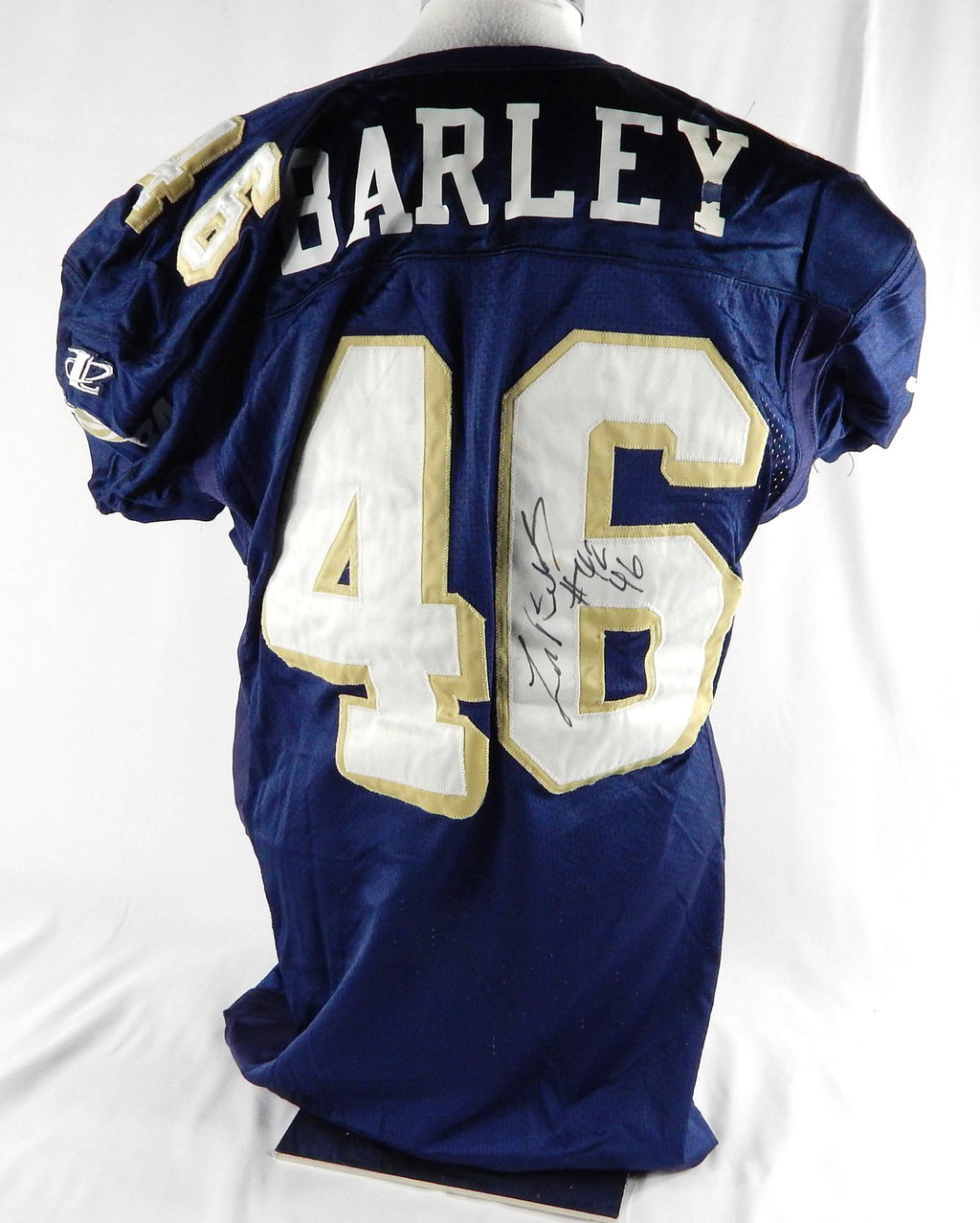 1997-99 Tampa Bay Storm Les Barley #46 Game Used Signed Navy Jersey 306 Pic2