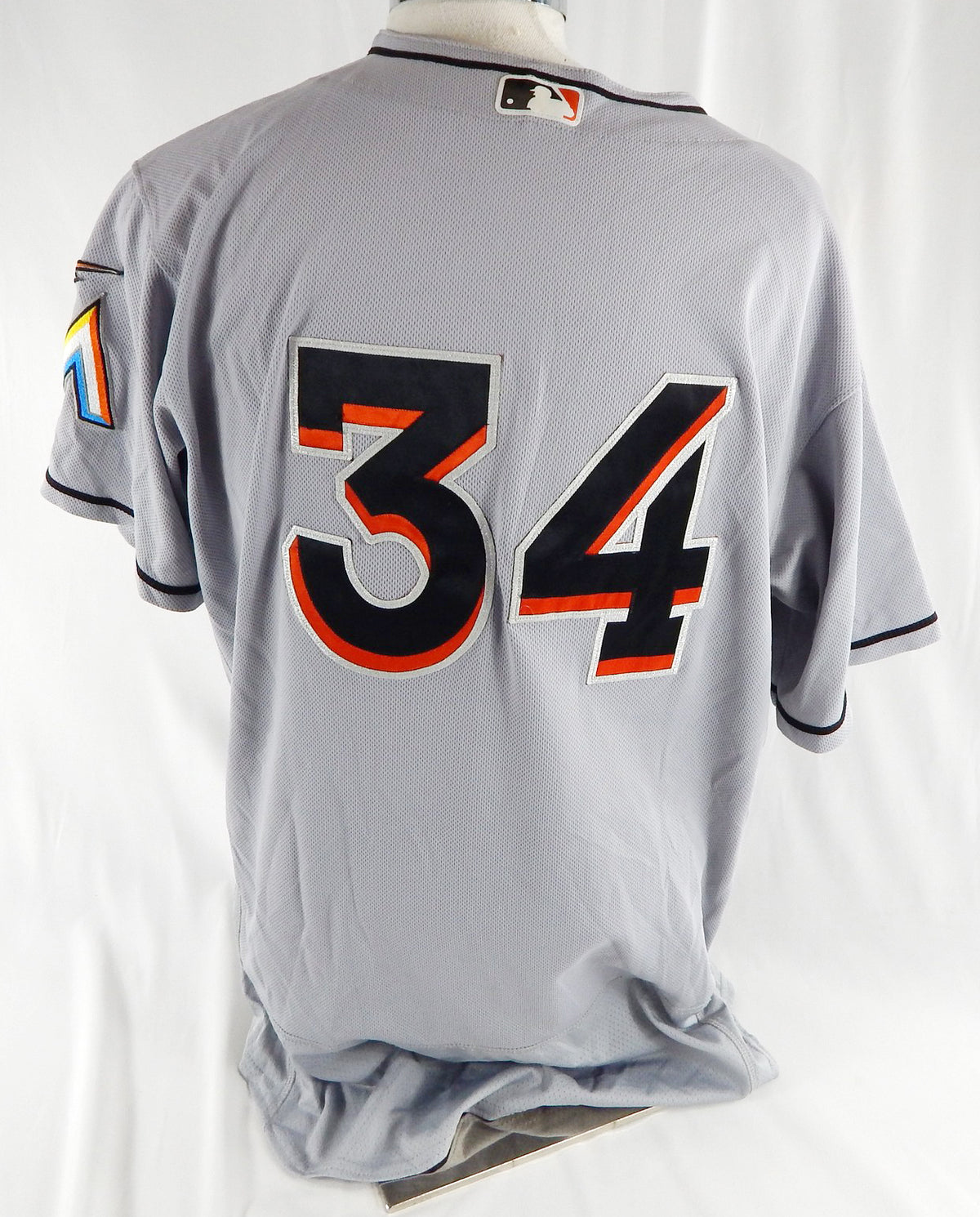 2012-18 Miami Marlins #34 Game Used Grey Jersey 48 982 Pic2