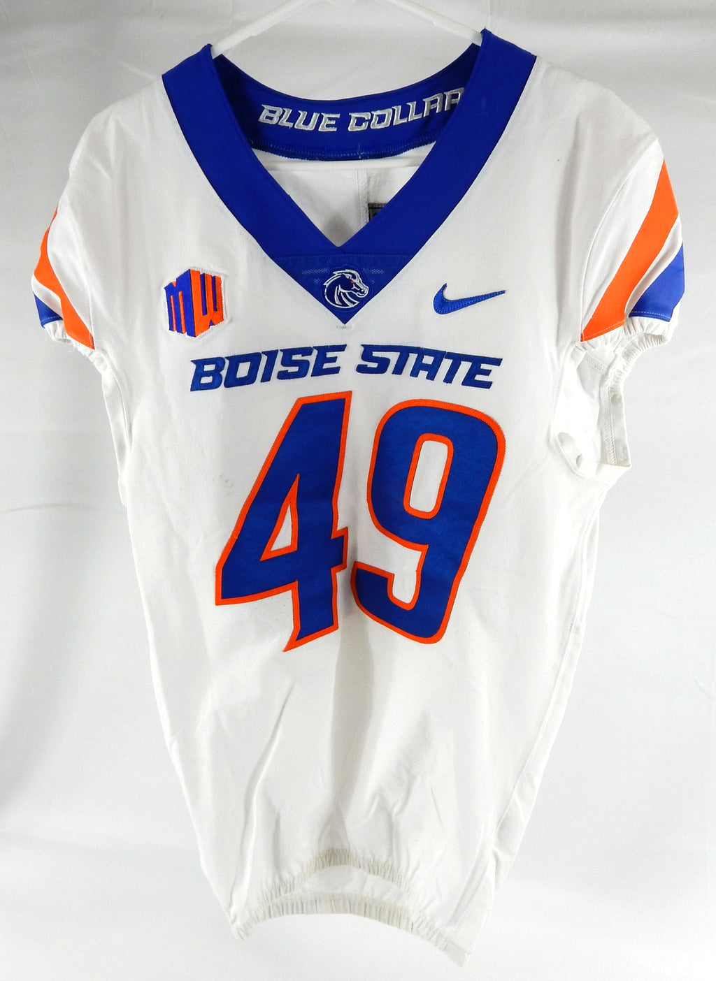 2022 Boise State Broncos #49 Game Used White Jersey Football NP Rem 38 925