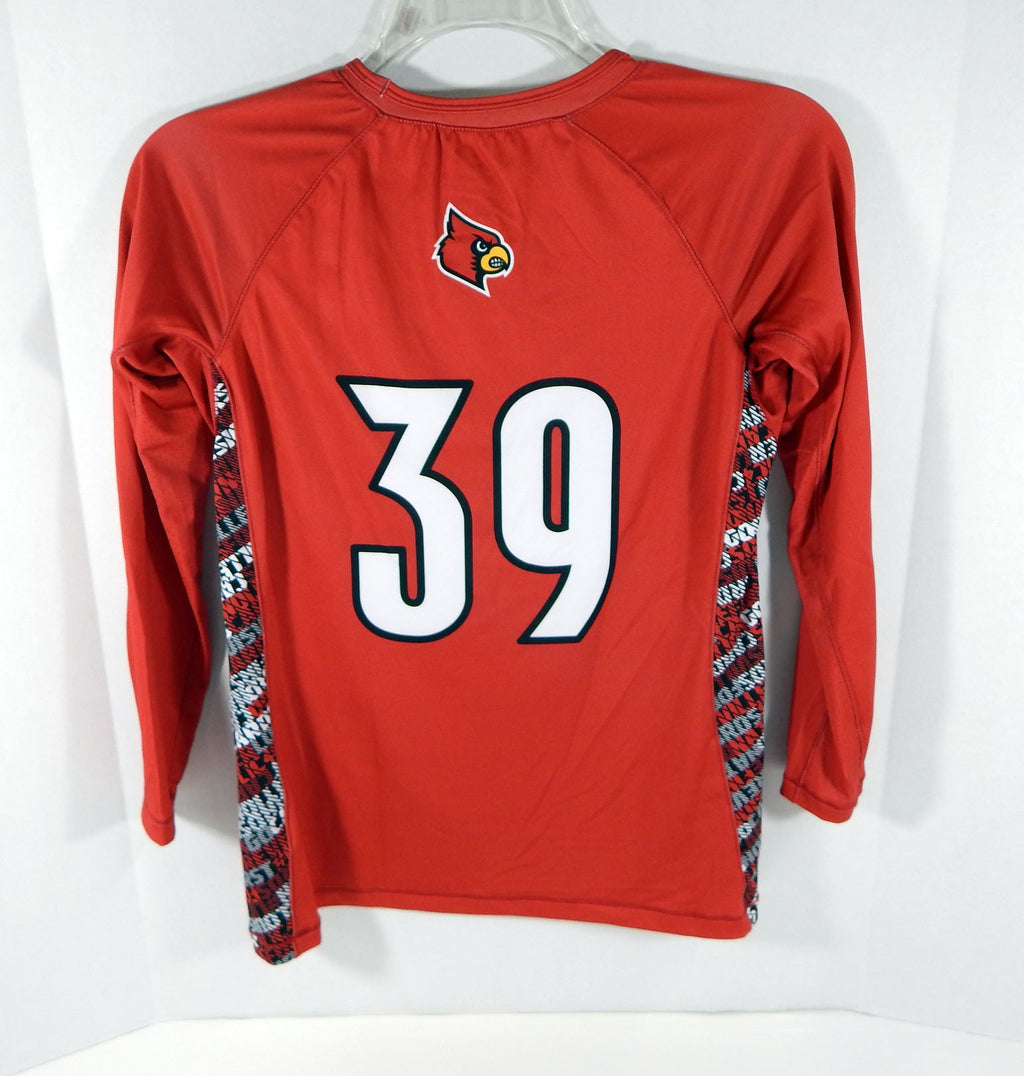 Womens Uni of Louisville Cardinals #39 Game Used LS Red Jersey Lacrosse L 3508