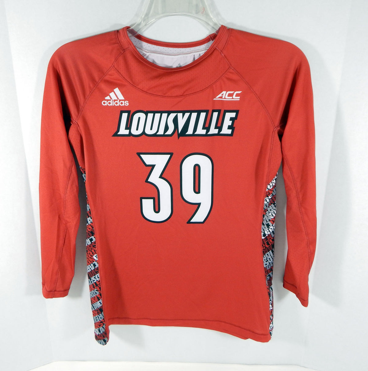 Womens Uni of Louisville Cardinals #39 Game Used LS Red Jersey Lacrosse L 3508 Pic2