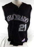 2008 Colorado Rockies Matt Kata #21 Game Issued Black Jersey 46 215