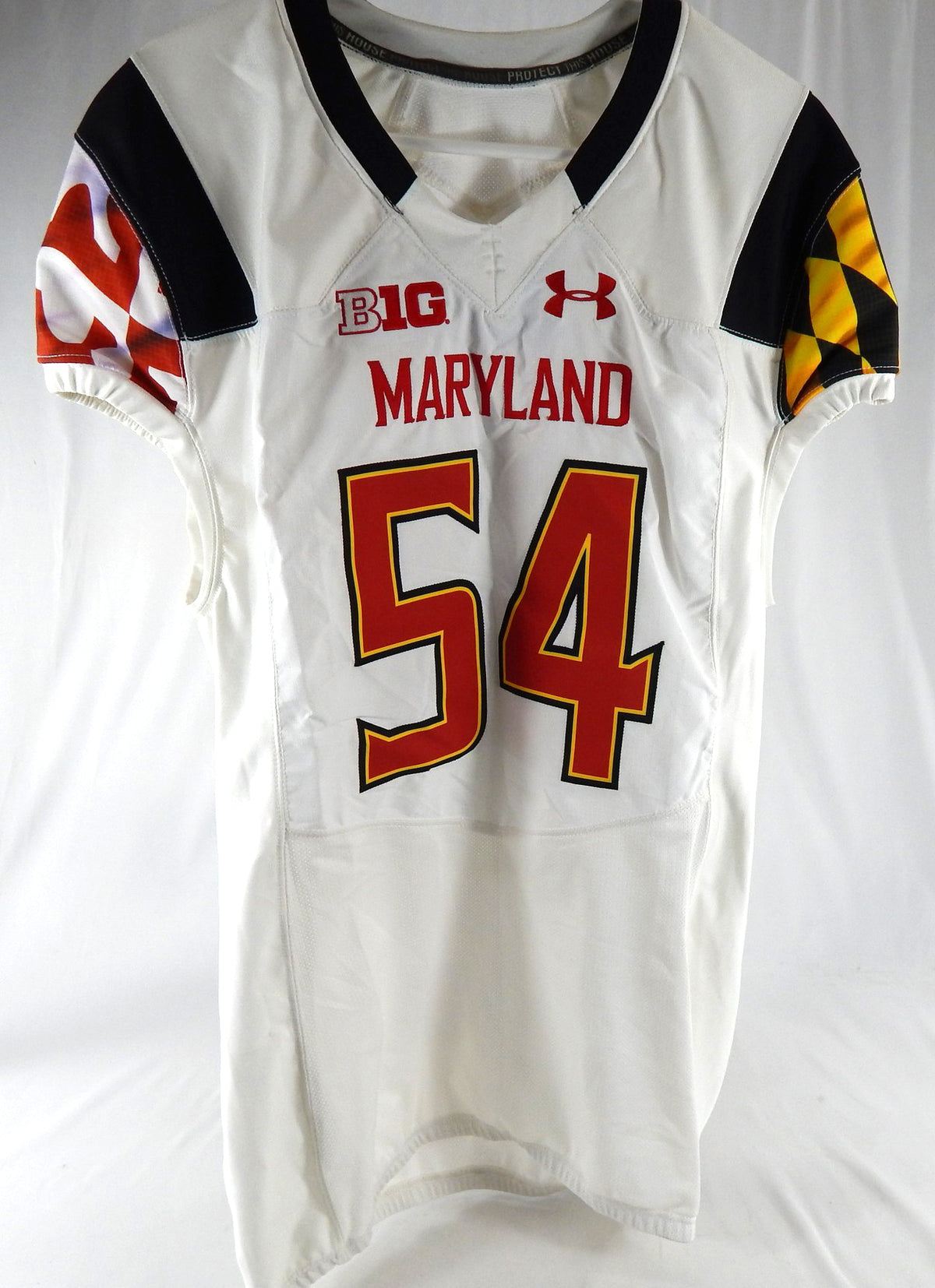 2015 Maryland Terrapins JaJuan Dulaney #54 Game Used White Jersey 46 546