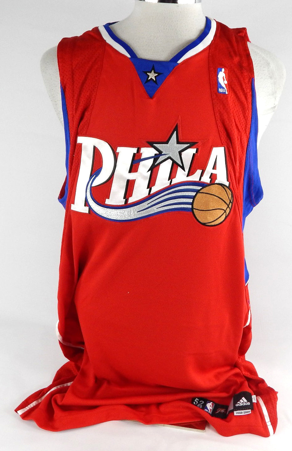 2008-09 Philadelphia 76ers Blank Game Issued Red Jersey 52 909
