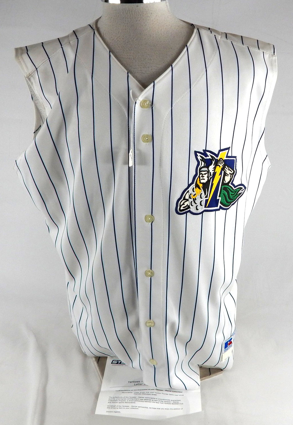 2005 Trenton Thunder Chase Wright #46 Game Used White Vest Jersey 48 156