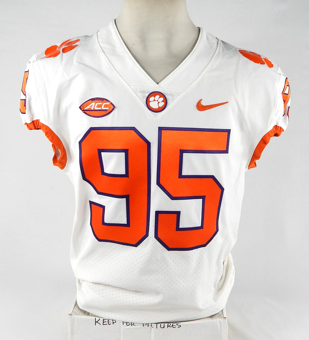 2018-22 Clemson Tigers #95 Game Issued White Jersey NP Rem 44 707