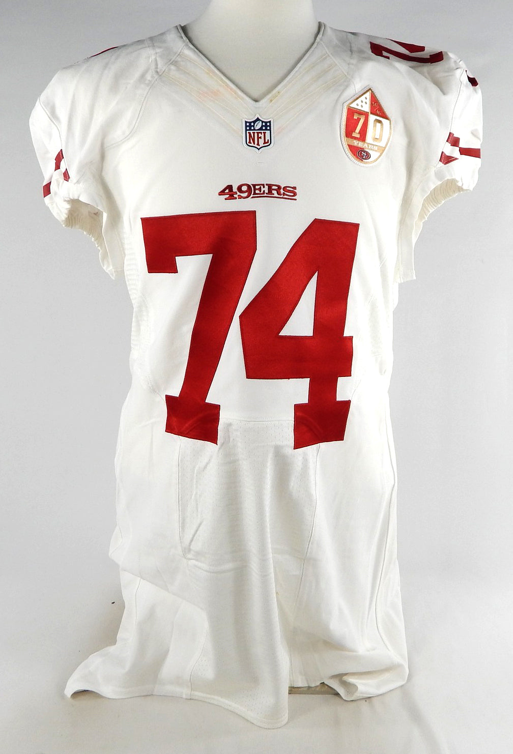 2014 San Francisco 49ers Joe Staley #74 Game Issued White Jersey 70 Years P 46 7 Pic2