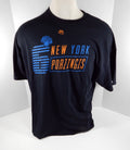 Mens New York Knicks Kristaps Porzingis #6 Black T-Shirt S Majestic NWT