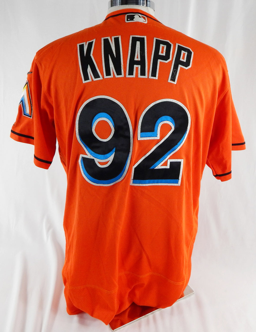 2012-18 Miami Marlins Andrew Knapp #92 Game Used Orange Jersey 46 993 Pic2