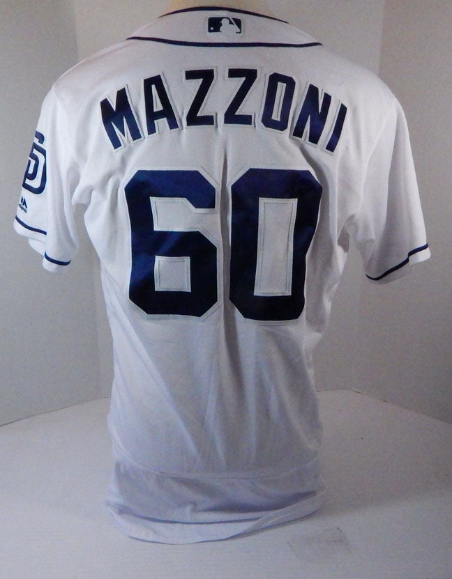 2017 San Diego Padres Cory Mazzoni #60 Game Used White Jersey SDP1160