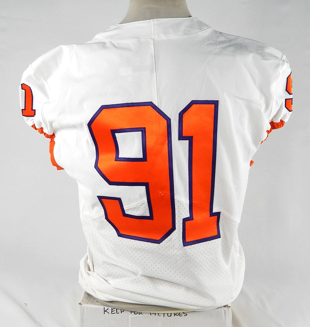 2018-22 Clemson Tigers #91 Game Issued White Jersey NP Rem 46 714 Pic2