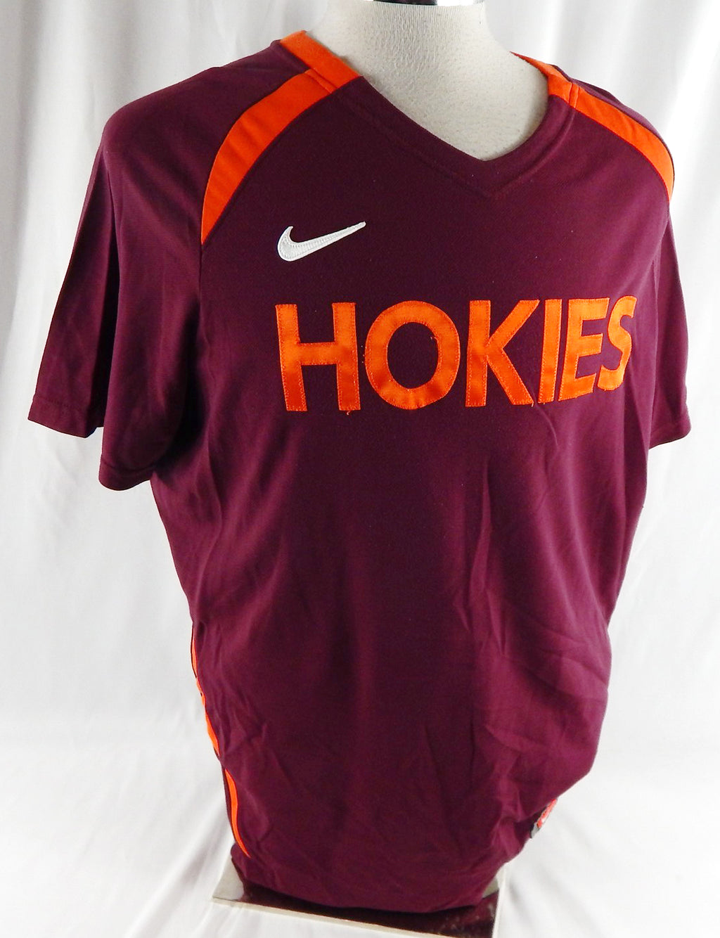 2000s Virginia Tech Hokies #33 Game Used Maroon Warm Up Shirt L 987