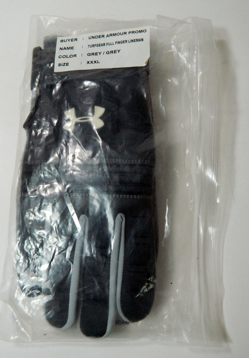 Under Armor Turfgear Full Finger Lineman Gloves Gray/Gray XXXL