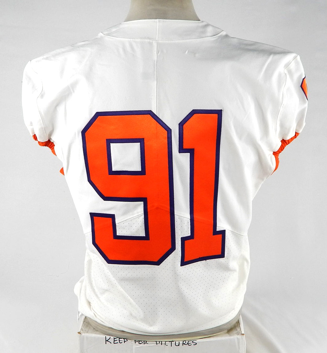 2018-22 Clemson Tigers #91 Game Issued White Jersey NP Rem 44 718 Pic2