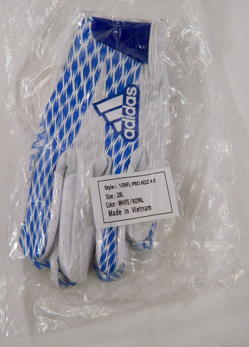 Adidas Adizero 4.0 15 NFL Pro Receiver Football Gloves White Blue 2XL