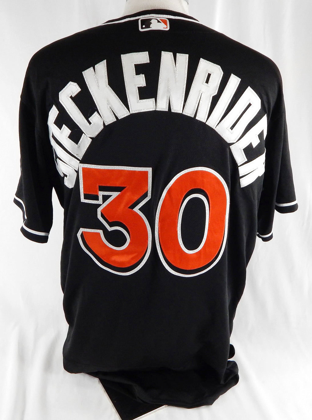 2012-18 Miami Marlins Drew Steckenrider #30 Game Used Black Jersey 48 004 Pic2