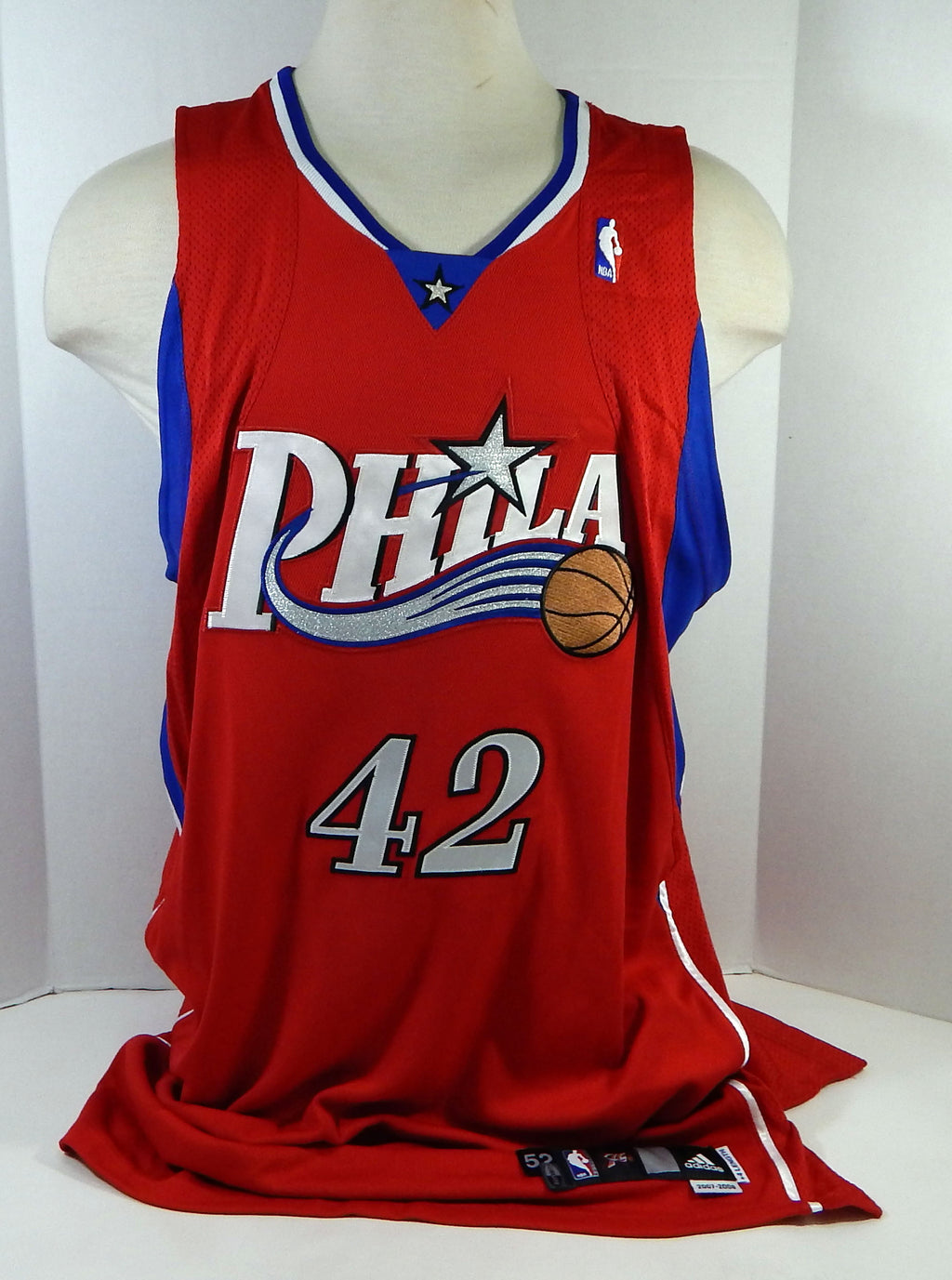 2007-08 Philadelphia 76ers Shavlik Randolph #42 Game Issued Red Jersey 52 897 Pic2