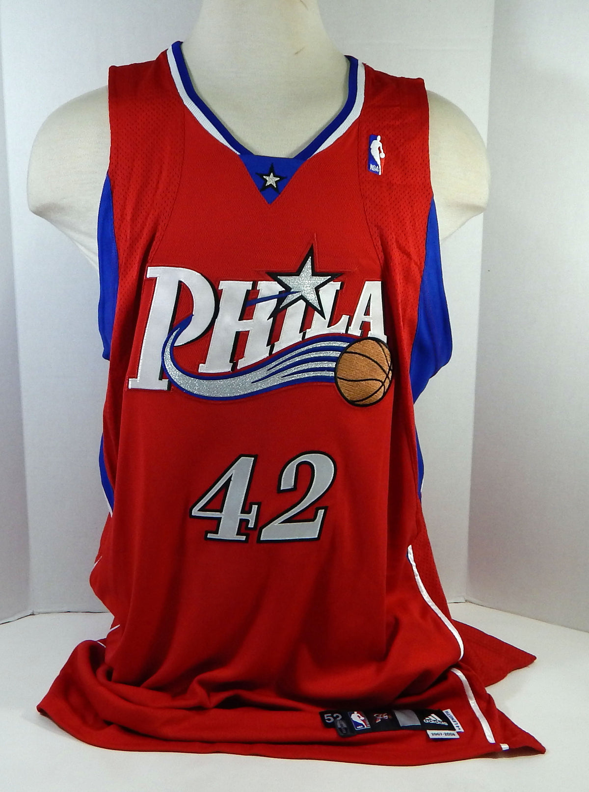 2007-08 Philadelphia 76ers Shavlik Randolph #42 Game Issued Red Jersey 52 897 Pic2