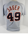 1997 Detroit Tigers AJ Sager #49 Game Used Grey Jersey DP15151