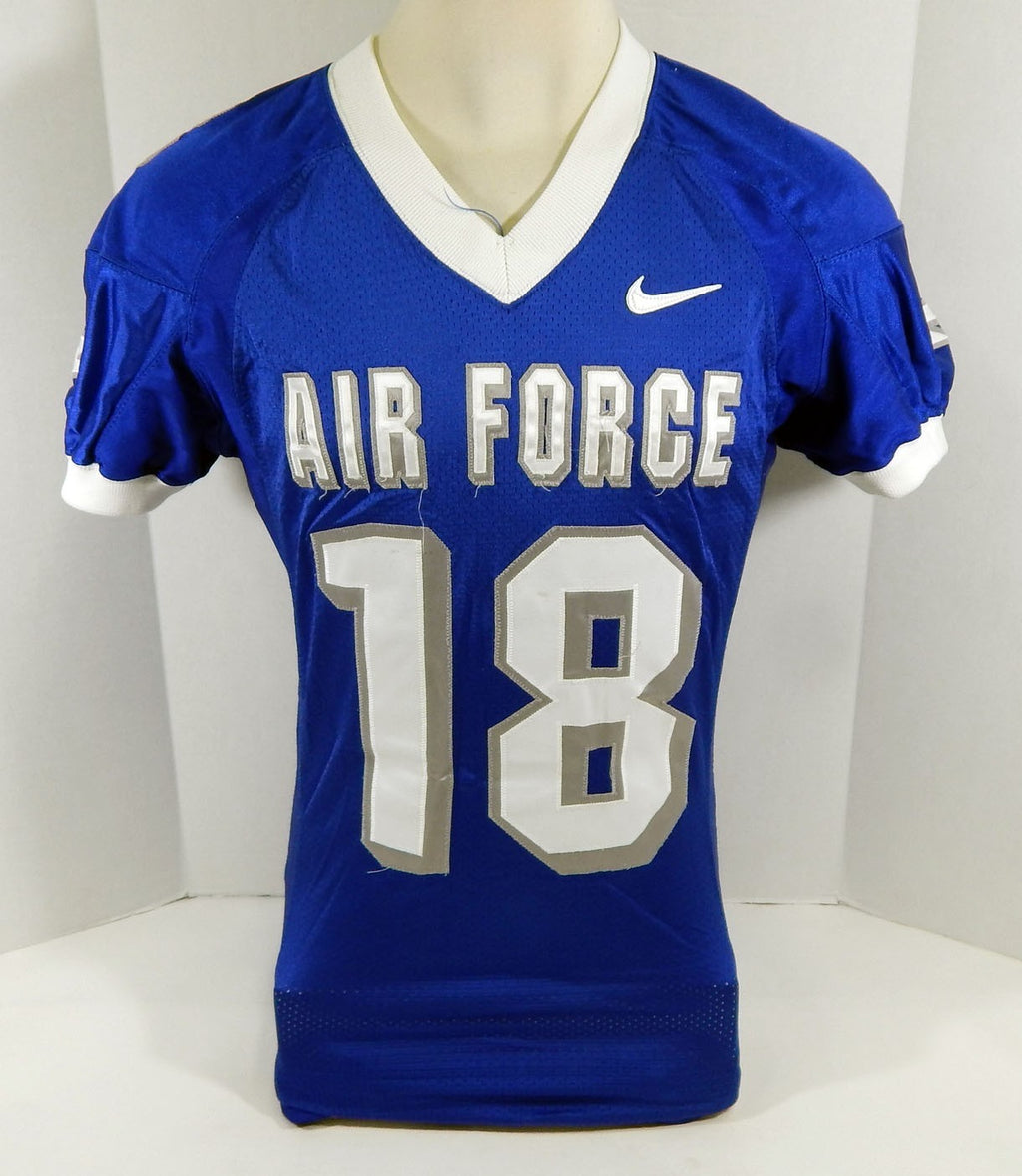 2002-06 Air Force Falcons #18 Game Used Blue Football Jersey M 732
