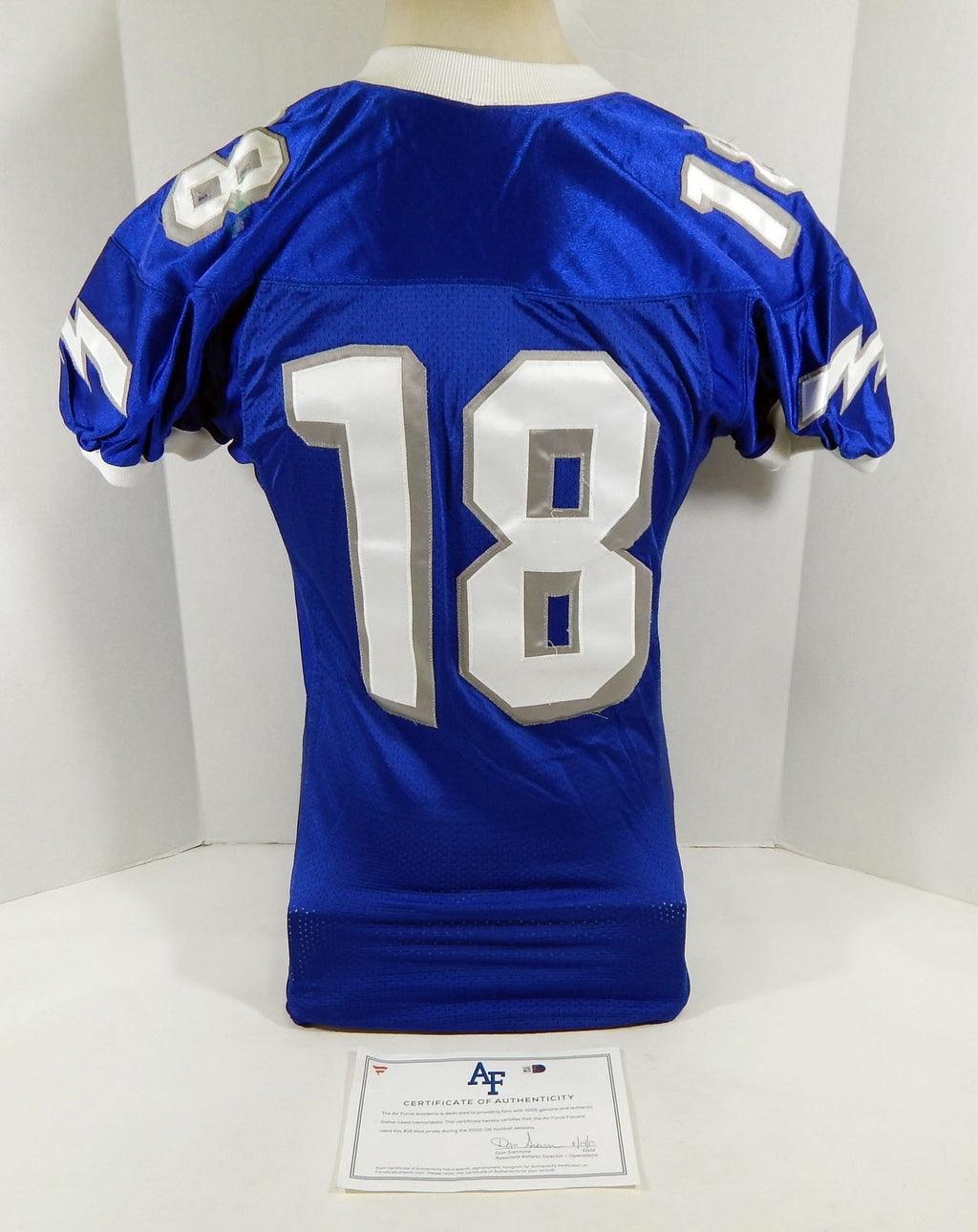 2002-06 Air Force Falcons #18 Game Used Blue Football Jersey M 732 Pic2