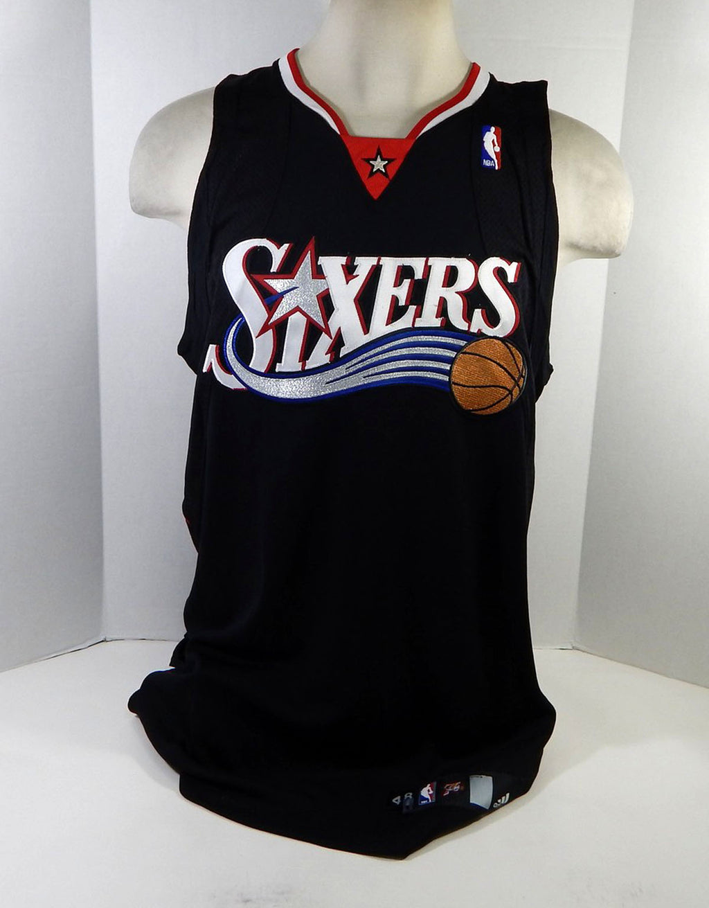 2007-08 Philadelphia 76ers Blank Game Issued Black Jersey 48 165