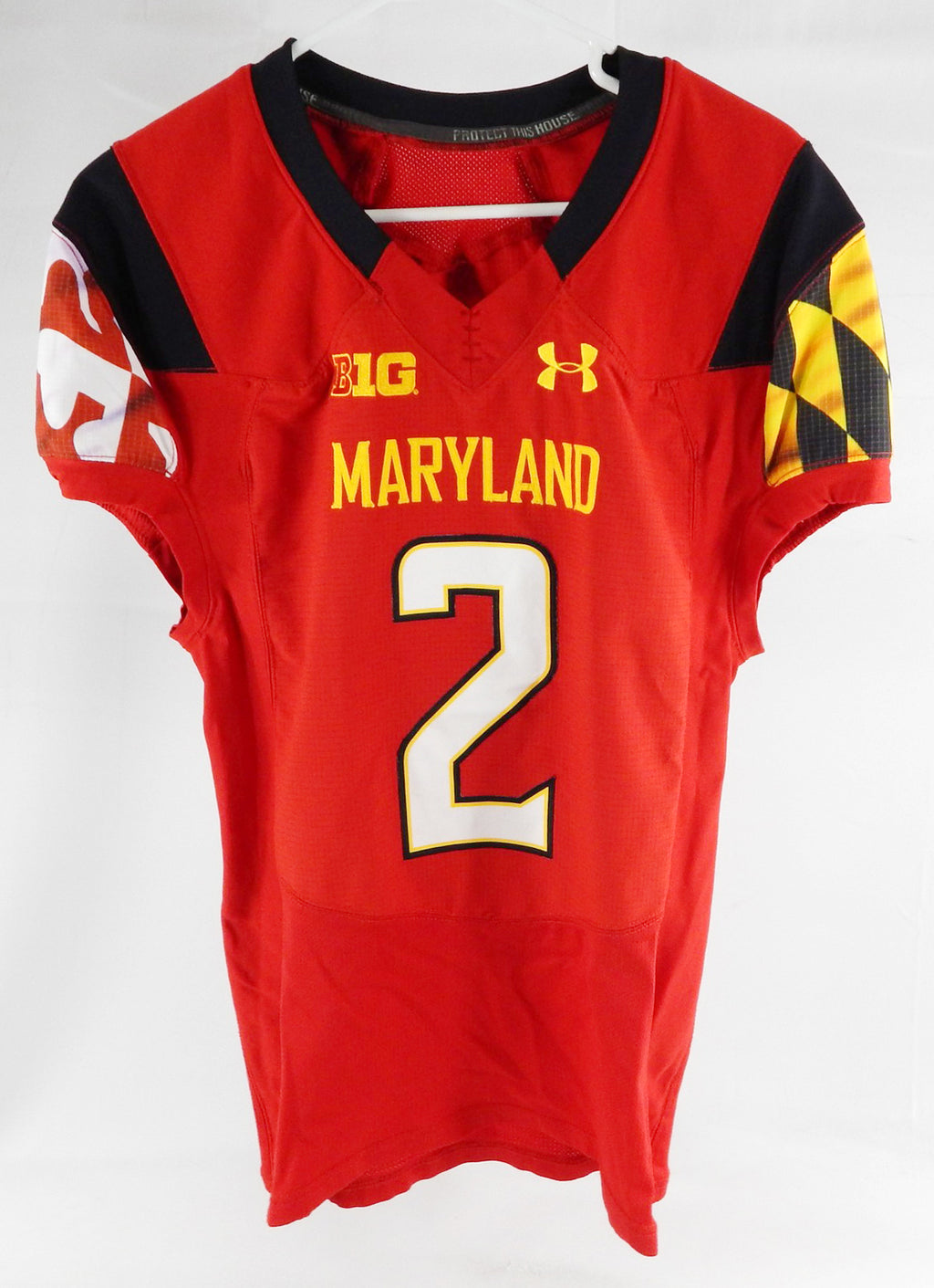 2013 Maryland Terrapins Collins #2 Game Used Red Jersey Football 42 130