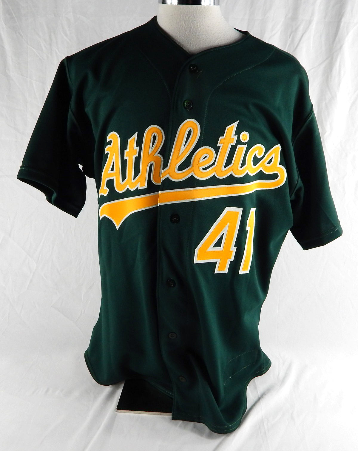 2001 Oakland Athletics Thad Bosley #41 Game Issued Signed Green Jersey 48 991