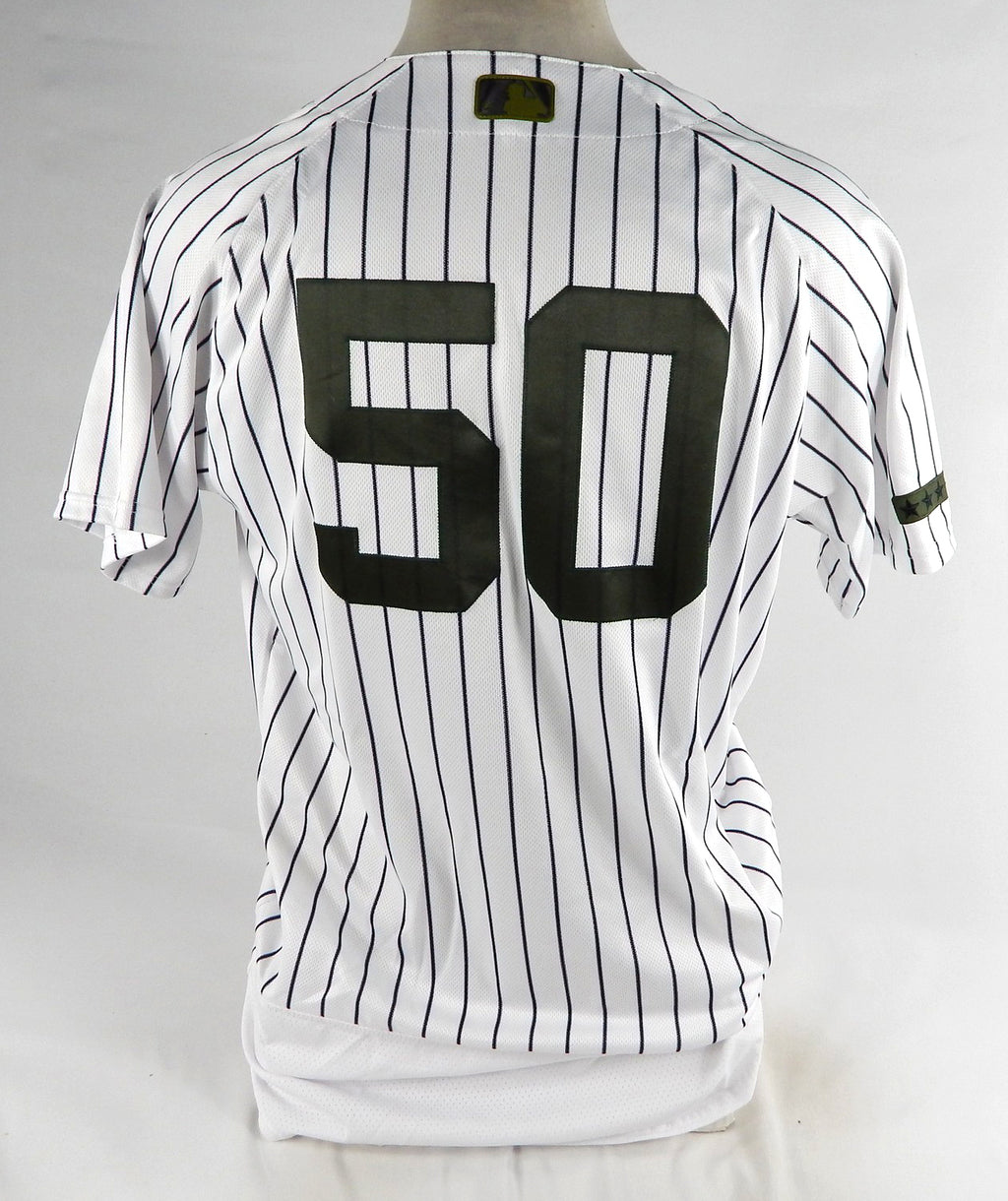 2018 New York Yankees Reggie Willits #50 Game Used White Jersey Memorial 46 9 Pic2