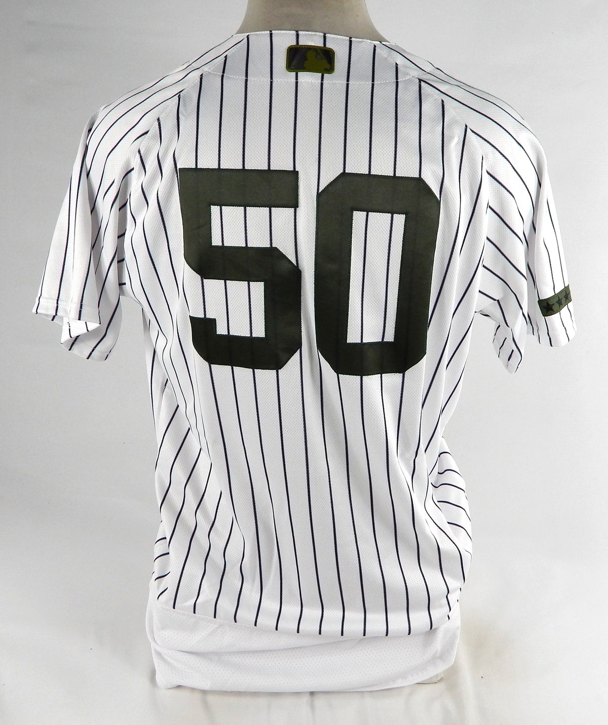 2018 New York Yankees Reggie Willits #50 Game Used White Jersey Memorial 46 9 Pic2