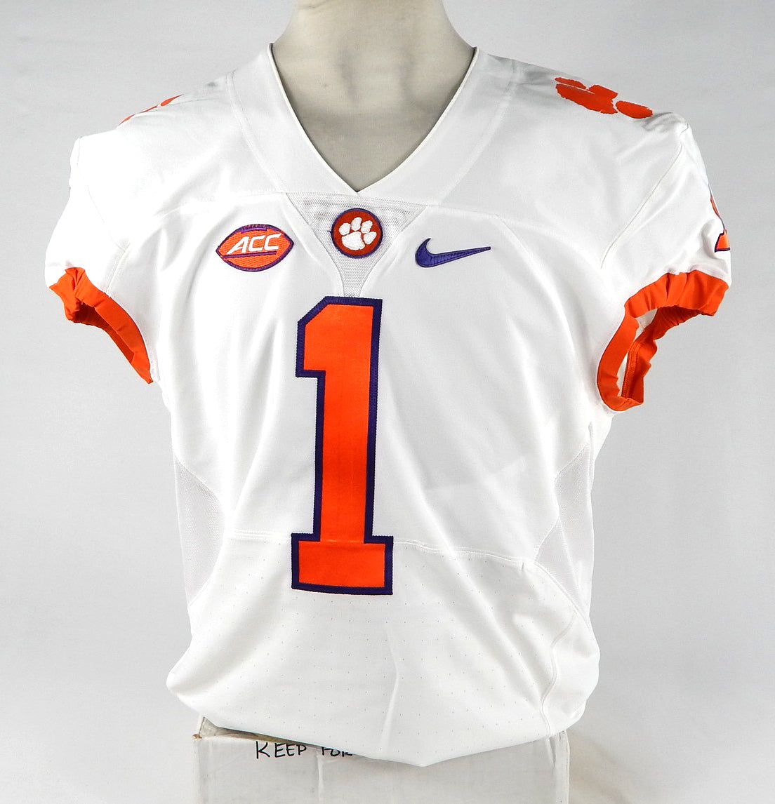 2016 Clemson Tigers #1 Game Used White Jersey 48 DP77736