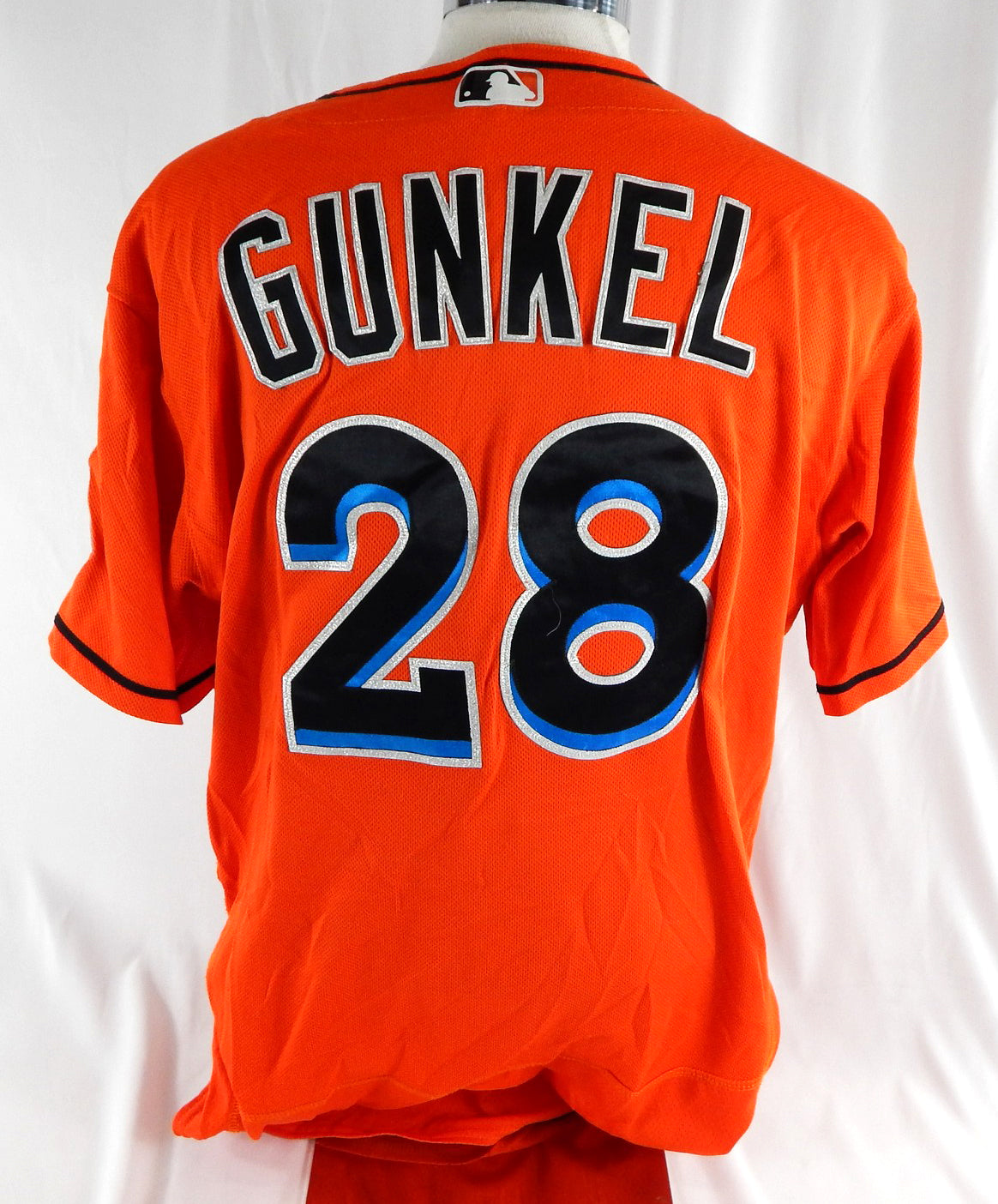 2017-18 Miami Marlins Joe Gunkel #28 Game Used Orange Jersey 48 DP113020 Pic2