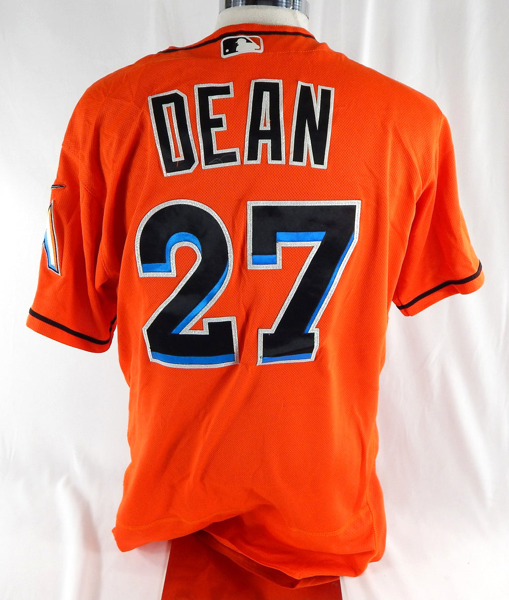 2012-18 Miami Marlins Austin Dean #27 Game Used Orange Jersey 46 DP113023 Pic2