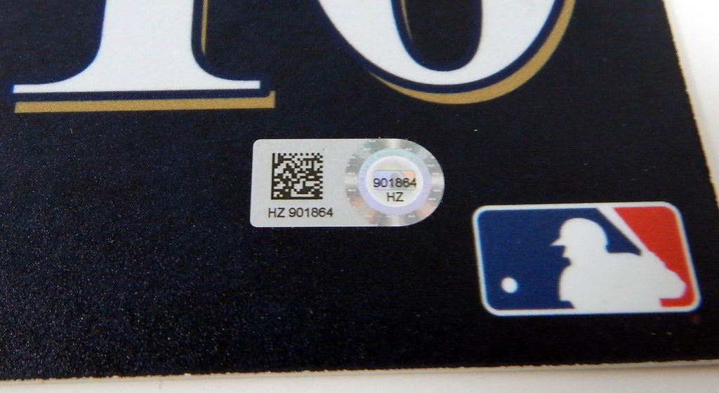 2015 Milwaukee Brewers Luis Sardinas #10 Game Issued Navy Locker Plate BREW346 Pic2