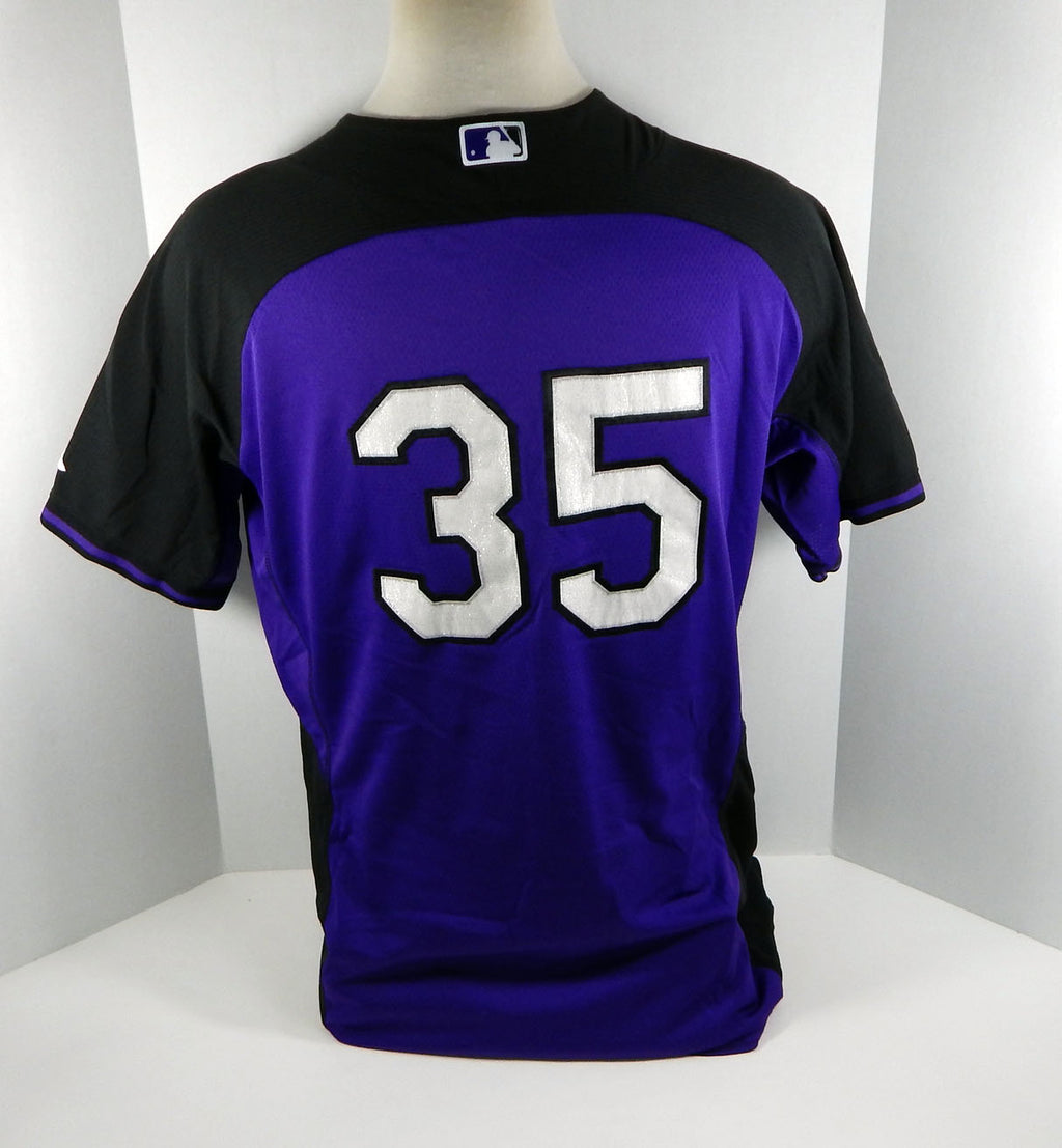 2014-15 Colorado Rockies #35 Game Used Black Jersey Batting Practice ST DP02003