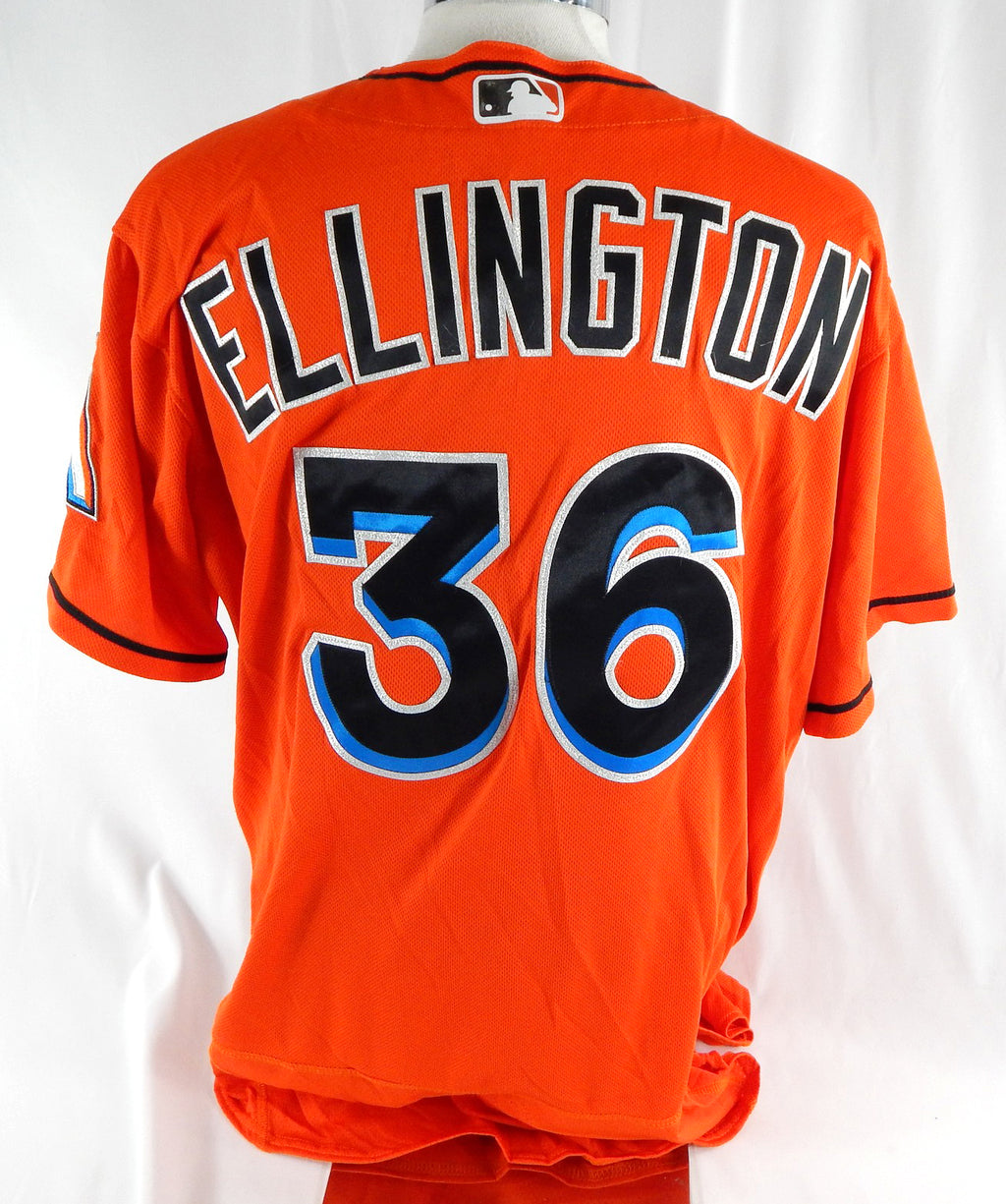 2015-17 Miami Marlins Brian Ellington #36 Game Used Orange Jersey 48 DP113025 Pic2