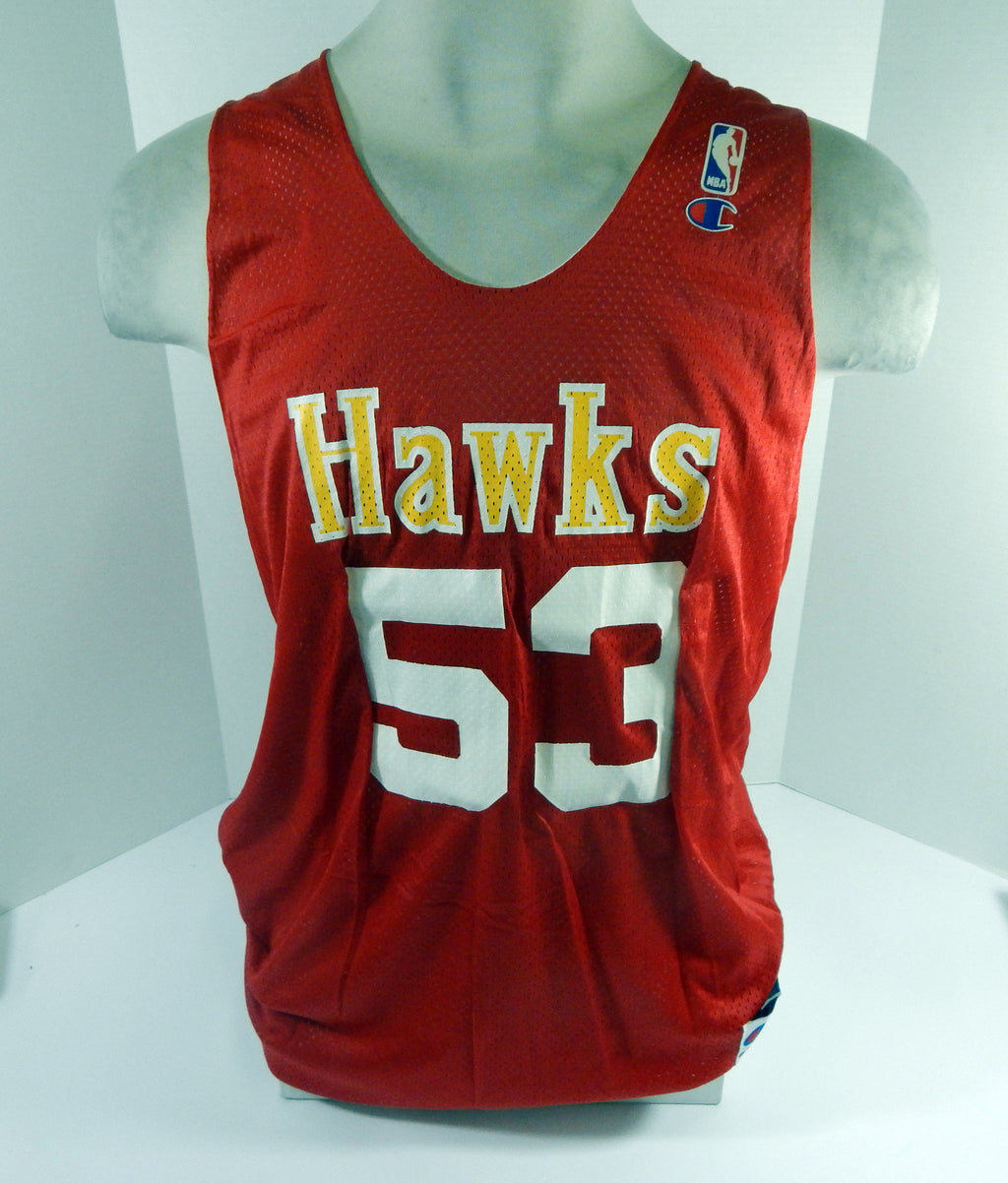 1990s Atlanta Hawks #53 Game Issued Red White Practice Jersey XL DP62038