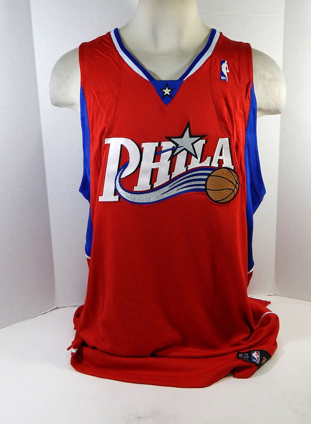 2007-08 Philadelphia 76ers Blank Game Issued Red Jersey 52 + 4" Length 189