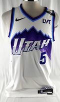 2025-26 Utah Jazz Cody Williams #5 Game Used White Jersey Association 12/4 9