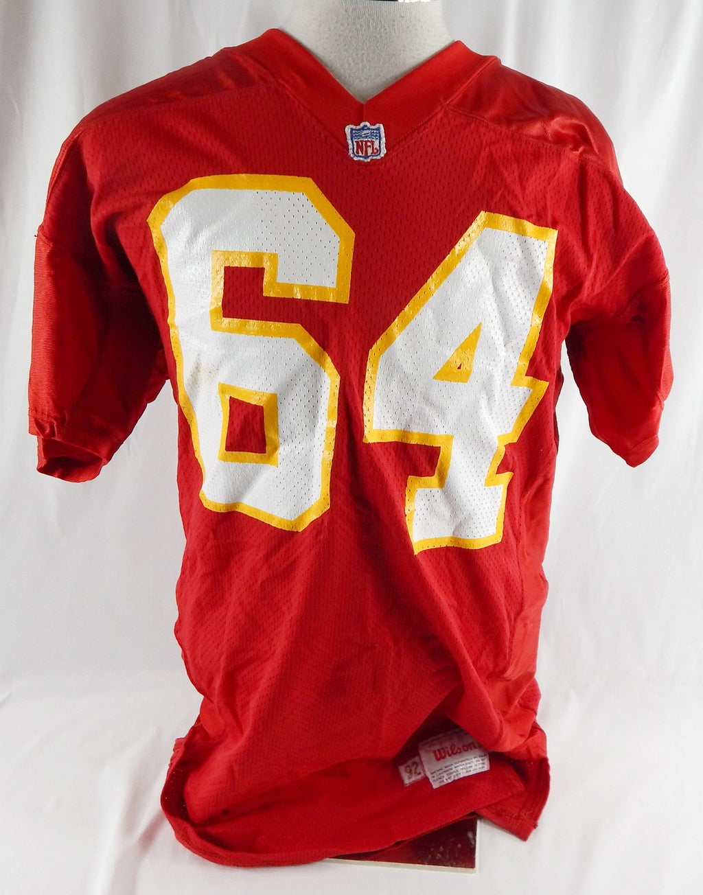 1992 Kansas City Chiefs #64 Game Issued Red Jersey 50 021