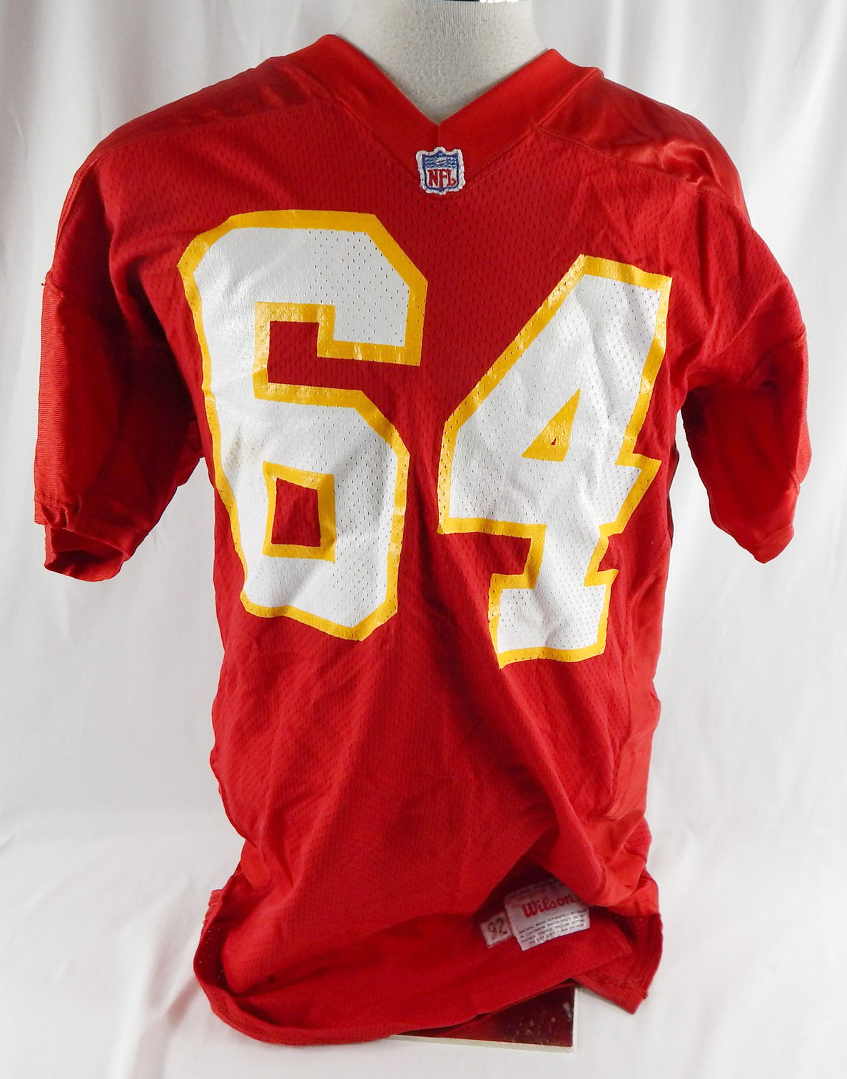 1992 Kansas City Chiefs #64 Game Issued Red Jersey 50 021