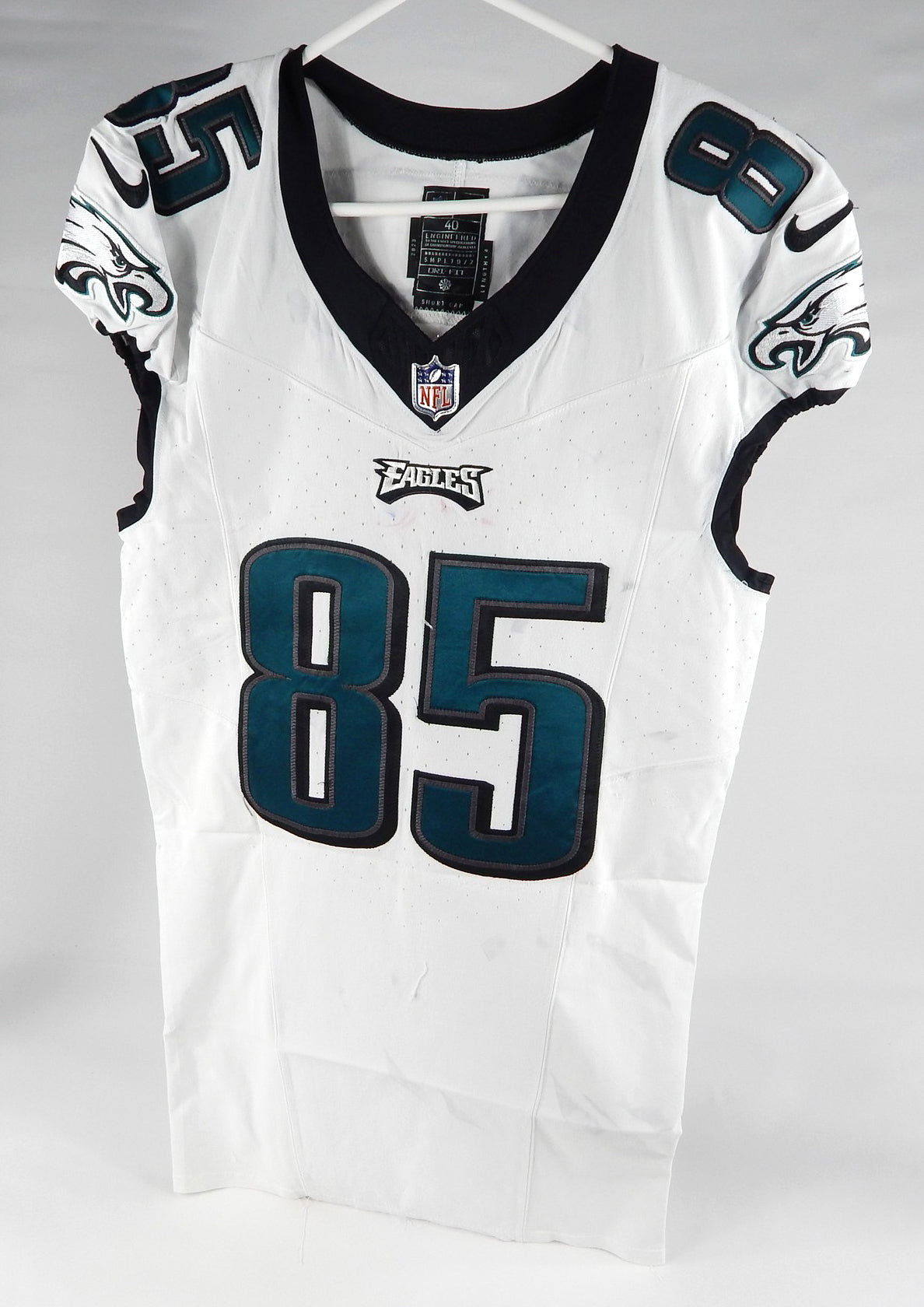 2023 Philadelphia Eagles Tyrie Cleveland #85 Game Used White Jersey 40 393 Pic2