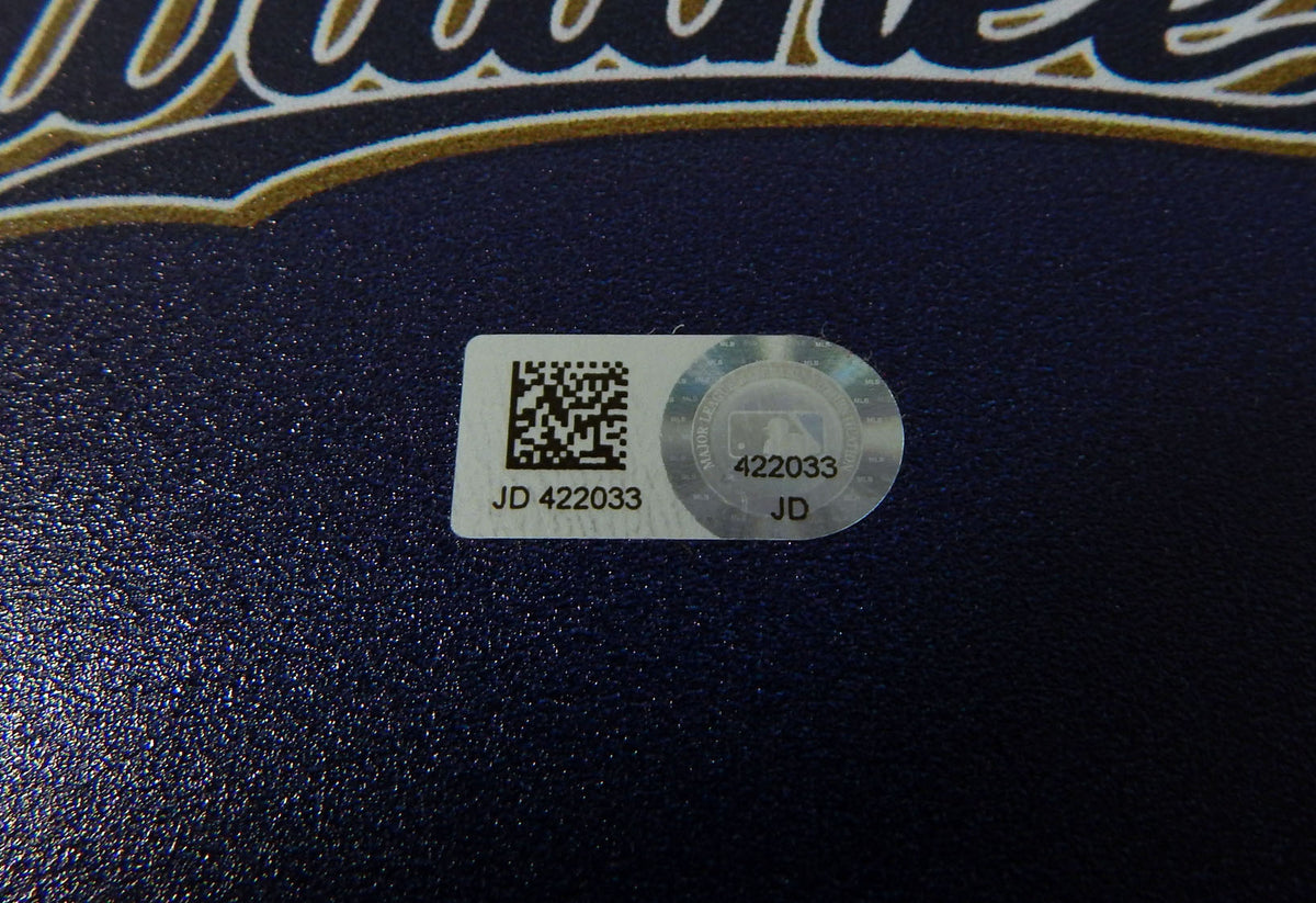 2017 Milwaukee Brewers Tyler Cravy #45 Game Issued Navy Locker Plate BREW373 Pic2