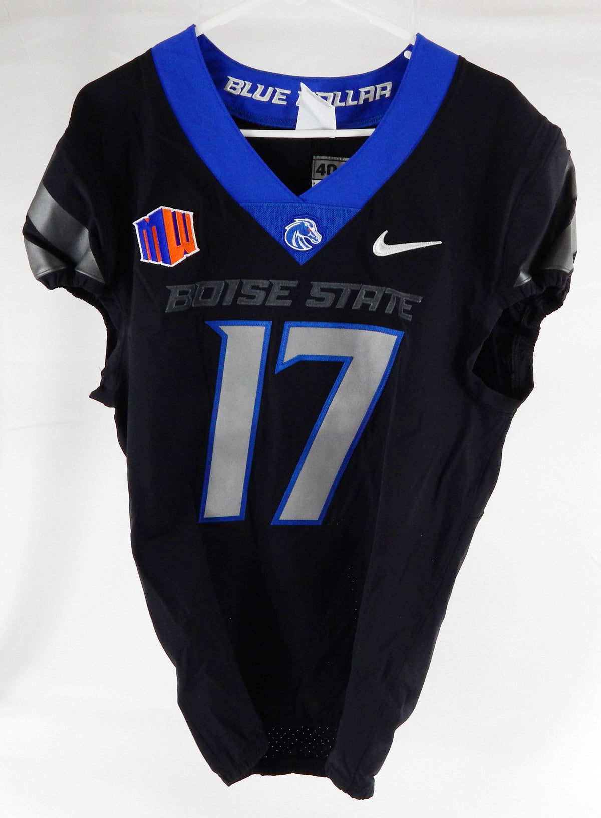 2023 Boise State Broncos #17 Game Used Black Jersey Football NP Rem 40 961