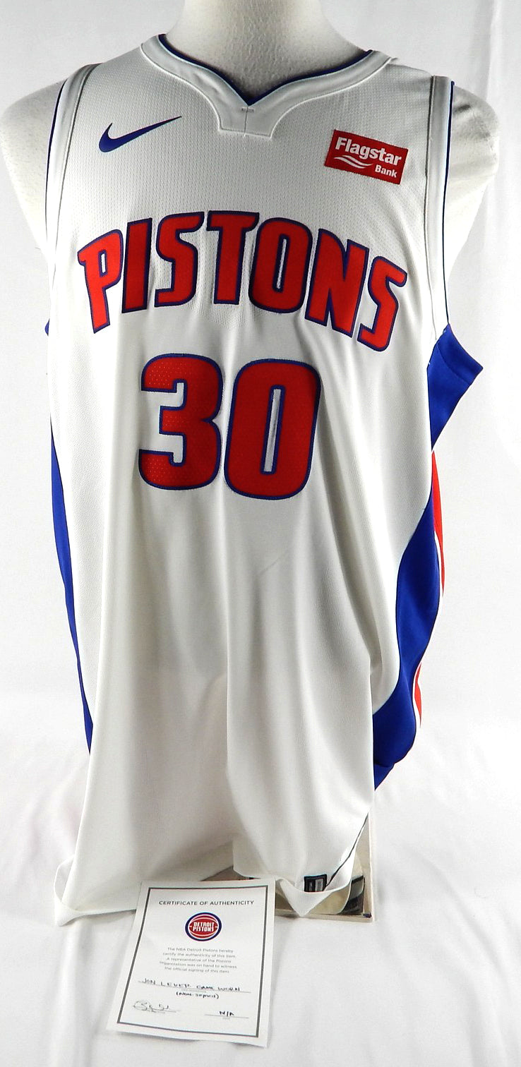 2017-18 Detroit Pistons Jon Leuer #30 Game Used White Jersey 52 DP86030