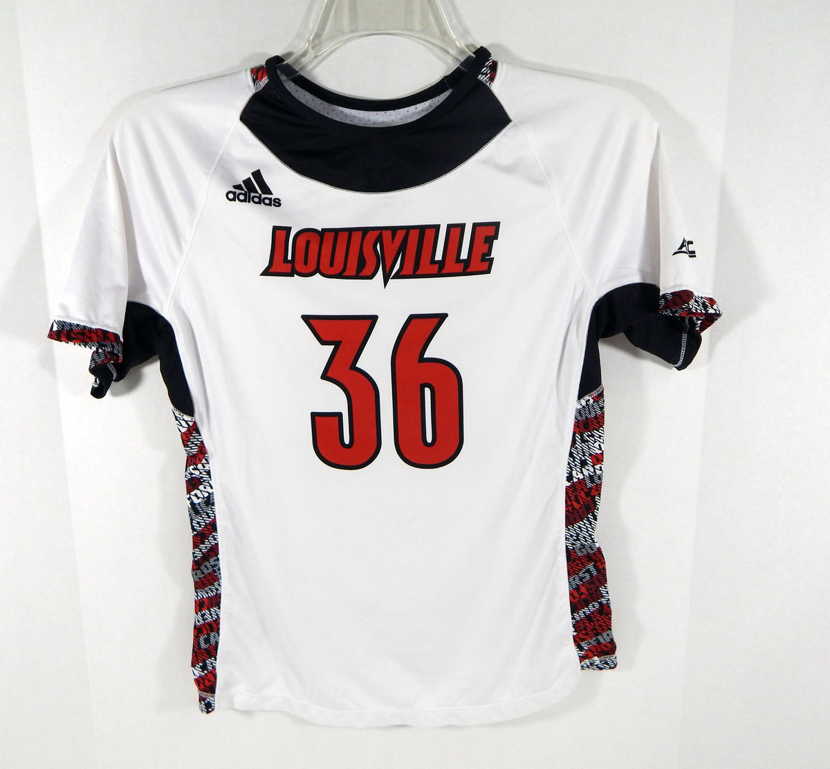 Womens Uni of Louisville Cardinals #36 Game Used White Jersey Lacrosse L DP03596 Pic2