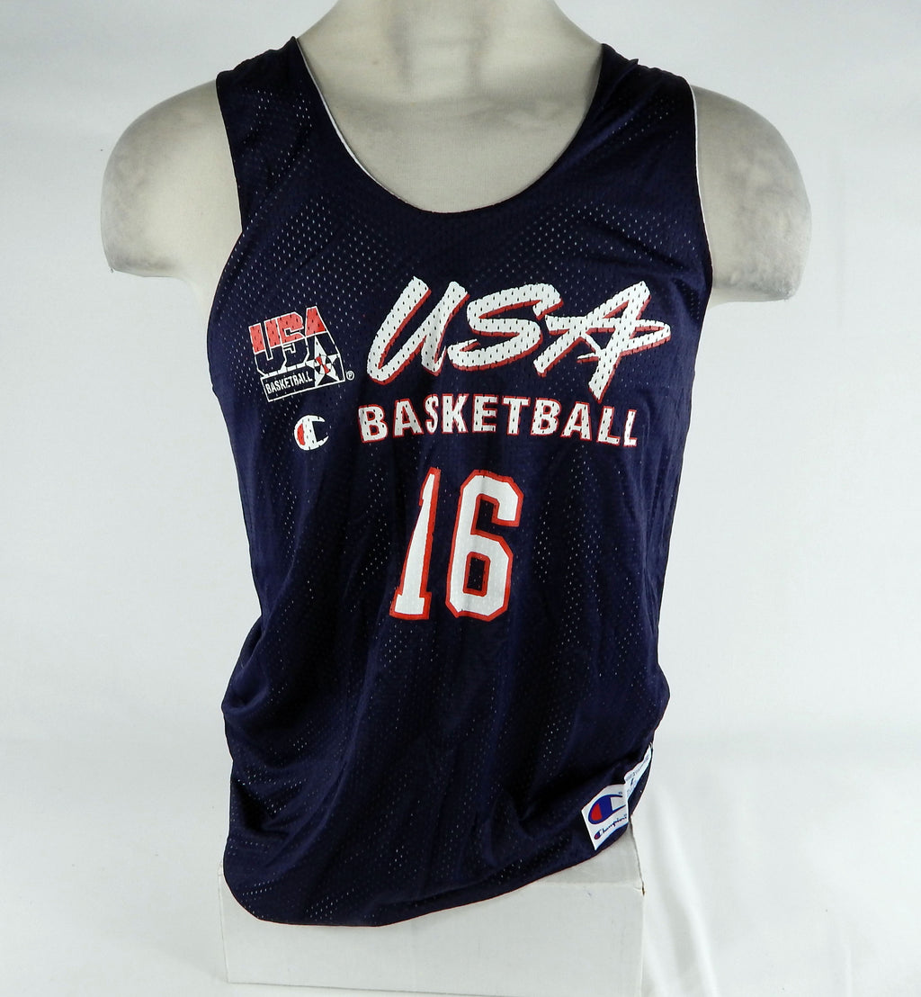 1990s Team USA Basketball #16 Game Issued Navy Practice Jersey L DP68591